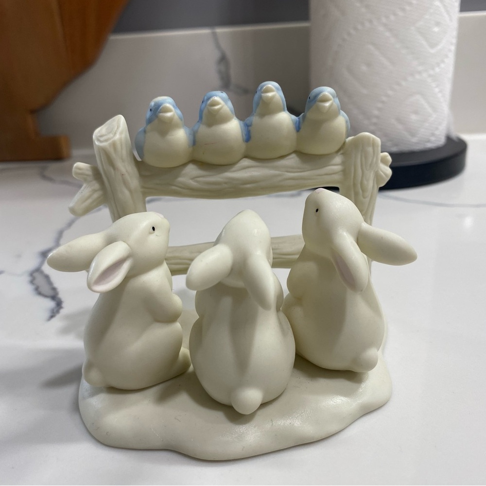 Dept. 56 Bunnies and bluebirds figurine